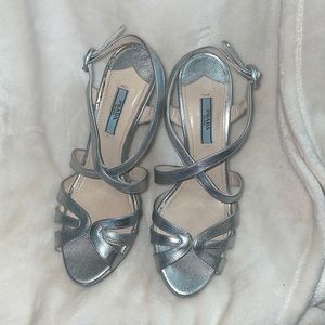 Silver Prada Heels, Size 38.